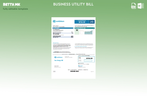 модерен стил деловна сметка за комунални услуги Con Edison, шаблон на страница